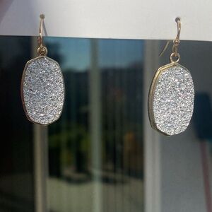 Silver cluster drop earrings